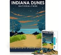 Puzzle pour Adultes 1000 pièces Parc National des Dunes de l'Indiana Découpe Lisse Jeu créatif et Artistique pour se détendre et s'amuser Cadeau apaisant de Noël (50x75cm)