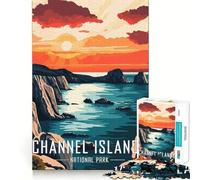 Puzzle pour Adultes 1000 pièces,Parc National des îles Anglo-Normandes,Coucher de Soleil,Bordure Fine,Jeu de Concentration Amusant et Relaxant,Cadeau d'anniversaire Amusant (38x26cm)