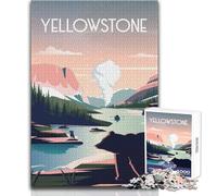 Puzzle pour Adultes 1000 pièces Parc Yellowstone - Jeu de précision pour s'amuser en Famille pour Un Anniversaire - Dimensions:50x75cm