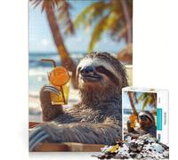 Puzzle pour Adultes 1000 pièces Paresseux se Relaxant avec Une Boisson Jeux éducatifs défi à relever Cadeau d'anniversaire Unique 50x75cm