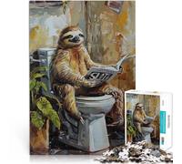 Puzzle pour Adultes 1000 pièces Paresseux sur Les Toilettes en Train de Lire Jeu Pratique est idéal comme Cadeau pour Toute la Famille 50x70cm