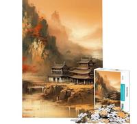 Puzzle pour Adultes 1000 pièces Paysage Chinois Vintage Difficile et Stimulant Améliore la mémoire Jouet éducatif pour Les 14 Ans et Plus (38x52cm)
