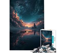 Puzzle pour Adultes 1000 pièces Paysage côtier spectaculaire avec Ciel étoilé Jeux relaxants Défi d'intelligence Jouet addictif Activités familiales (Dimensions 38x26cm)