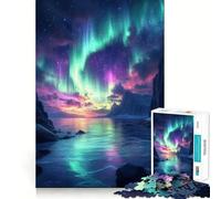Puzzle pour Adultes 1000 pièces Paysage d'aurores boréales Décoration élégante Jeu Stimulant l'esprit Temps de Jeu Confortable Décoration d'anniversaire Cadeau (38x52cm)