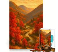Puzzle pour Adultes 1000 pièces Paysage d'automne dans Une vallée fluviale Découpe précise Jeu de Concentration Amusant et Relaxant Décoration Murale de Noël (50x75cm)