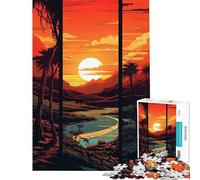 Puzzle pour Adultes 1000 pièces Paysage de Coucher de Soleil Tropical Art numérique Puzzle 1000 pièces Décoration intérieure Jouet Défi Difficile Cadeau pour Amis et Famille (38x52cm)