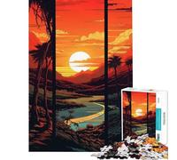 Puzzle pour Adultes 1000 pièces Paysage de Coucher de Soleil Tropical Puzzle d'art numérique 1000 pièces Jouet Anti-Stress mais Cadeau Amusant et Humoristique pour Les Amis et la Famille (50x75cm)