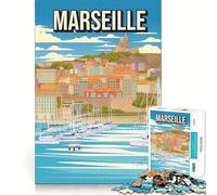 Puzzle pour Adultes 1000 pièces Paysage de Marseille,France,avec voiliers et basilique Assemblage Lisse,Amusant,résolution de problèmes,Jeu décontracté,idéal pour ou Une activité Artistique
