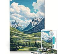 Puzzle pour Adultes 1000 pièces Paysage de Montagne et de vallée Bords Nets Décoration Jeu de réflexion Détente et Divertissement Cadeau Artistique de Noël (50x75cm)