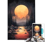 Puzzle pour Adultes 1000 pièces Paysage de Montagne et lac au Clair de Lune Jeu éducatif Jouet Cadeau de Père Noël Secret Analyse et logique (Taille 50x75cm)