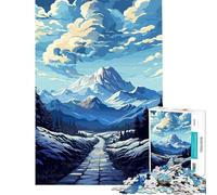 Puzzle pour Adultes 1000 pièces Paysage de Montagne Hivernal avec Chemin de Pierres Puzzle 1000 pièces Décoration intérieure Jouet Découpe de précision Cadeau de Noël ou d'anniversaire (38x26cm)