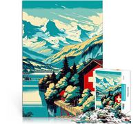 Puzzle pour Adultes 1000 pièces Paysage de Montagne Suisse pour Le Jeu éducatif Challenge Toy Une œuvre d'art 38x26cm
