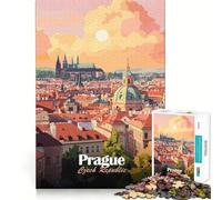 Puzzle pour Adultes 1000 pièces Paysage de Prague au Coucher du Soleil Découpe Lisse Jeu créatif et Artistique pour se détendre et s'amuser Cadeau apaisant de Noël (50x75cm)