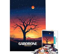Puzzle pour Adultes 1000 pièces Paysage du Coucher de Soleil à Gaborone Botswana Jeu de réflexion captivant Jouet addictif pour cultiver la Patience pour Un Anniversaire (50x75cm)