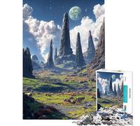 Puzzle pour Adultes 1000 pièces Paysage Extraterrestre avec Hautes Formations rocheuses Jeu de réflexion Amusant et Humoristique pour Adultes idéal pour Partager Un Moment Complice Parent-Enfant