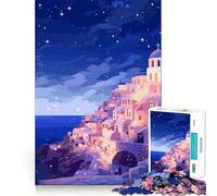 Puzzle pour Adultes 1000 pièces Paysage Grec Art Voyage Découpe de qualité supérieure Jeu de réflexion et de détente Décoration Murale de Noël (50x75cm)