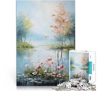 Puzzle pour Adultes 1000 pièces Paysage lacustre paisible Jouet éducatif d'apprentissage Convient pour la décoration de Bureau 75x50cm