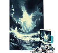 Puzzle pour Adultes 1000 pièces Paysage Marin orageux Aide à l'exercice cérébral Décoration Murale Jouet Anti-Stress pour Les 14 Ans et Plus Jeu de Puzzle Offert (50x75cm)