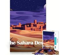 Puzzle pour Adultes 1000 pièces,Paysage Nocturne du désert du Sahara marocain,Loisirs créatifs,travaux manuels,résolution de problèmes,Jeu Relaxant,activité Artistique pour Un Anniversaire (50x75cm)