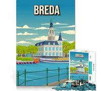 Puzzle pour Adultes 1000 pièces Paysage Urbain de Breda Affiche de Voyage Assemblage Parfait Jeu d'adresse mentale et Artistique Temps de détente Jeu d'anniversaire (38x52cm)