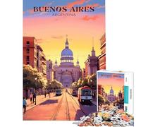 Puzzle pour Adultes 1000 pièces Paysage Urbain de Buenos Aires Difficile et Stimulant Améliore la mémoire Jouet éducatif pour Les 14 Ans et Plus (38x52cm)