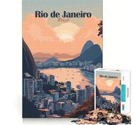 Puzzle pour Adultes 1000 pièces Paysage Urbain de Rio de Janeiro Découpe Parfaite Défi Amusant et Intelligent Jeu paisible Cadeau Artistique de Noël (50x75cm)