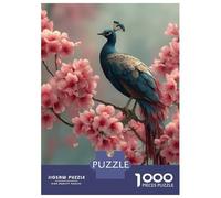 Puzzle pour Adultes 1000 Pièces Peacock Perched Among Cherry Blossoms Puzzles pour Adolescents, Jeux Amusants, Passe-Temps Idéal comme Cadeau 52x38cm/1000pcs