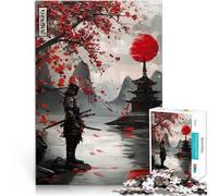 Puzzle pour Adultes 1000 pièces Peinture de samouraï Japonais de la Lune Rouge Jeux éducatifs Bon Cadeau 75x50cm