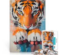 Puzzle pour Adultes 1000 pièces Peinture de Tigre en Gros Plan Jouets de Divertissement Familial Une œuvre d'art 75x50cm