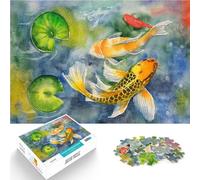 Puzzle pour Adultes 1000 pièces Peinture d'étang de Poissons Koi Jeux éducatifs Jouets DIY pour la décoration intérieure 52x38cm