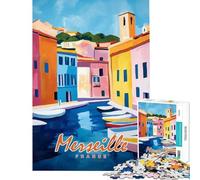Puzzle pour Adultes 1000 pièces Peinture du Canal de Marseille Aide à stimuler Le Cerveau Activités familiales Jeu éducatif pour Les 14 Ans et Plus (38x26cm)