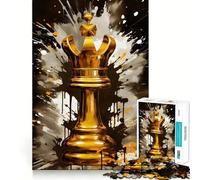 Puzzle pour Adultes 1000 pièces,Peinture du Roi d'échecs,découpe Premium,Jeu créatif,Jouet,Divertissement,décoration de Noël (38x26cm)