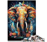 Puzzle pour Adultes 1000 pièces Peinture éléphant Jeu de Puzzle défi d'intelligence cérébrale Jouets addictifs 14,96 po x 20,47 po