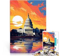 Puzzle pour Adultes 1000 pièces Peinture esthétique du Capitole des États-Unis Jeu intellectuel Jeu de défi Unique 50x70cm