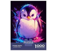 Puzzle pour Adultes 1000 Pièces Penguin Paint Splatter Puzzles pour Adolescents Jeux Amusants Analyse Et Logique Difficile Et Stimulant 52x38cm/1000pcs