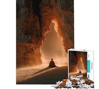 Puzzle pour Adultes 1000 pièces Personnage méditant à l'entrée d'une Grotte Jeu de réflexion Stimulant Jouet addictif pour cultiver la Patience pour Un Anniversaire (Dimensions 38x26cm)