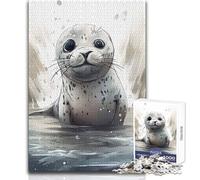 Puzzle pour Adultes 1000 pièces Petit Phoque Mignon, Jeu Impossible, découpe de précision, Cadeau de Noël Secret, Format 38x26cm