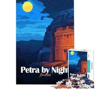 Puzzle pour Adultes 1000 pièces Petra by Night Jeu intellectuel Jordan Toy Jeu Relaxant Course de Vitesse Manuelle pour Les Amateurs de Jeux (Dimensions 38x52cm)