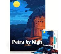 Puzzle pour Adultes 1000 pièces Petra by Night,Jordan Neat Edge Decor,Jeu de réflexion,Moment de détente,Cadeau Artistique de Noël (50x75cm)