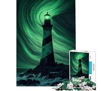 Puzzle pour Adultes 1000 pièces « Phare dans l'aurore boréale Jeu Impossible Jeu éducatif défi Jouet Cadeau d'anniversaire améliore la mémoire (Taille 75x50cm)