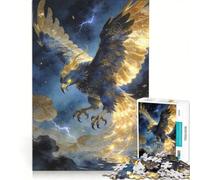 Puzzle pour Adultes 1000 pièces Phénix Bleu et Or Chinois, Jeu Manuel, Difficile et Stimulant, Collection d'artistes, Beaux-Arts 50x75cm