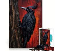 Puzzle pour Adultes 1000 pièces Pic Noir sur Un Arbre Peinture Découpe précise Jeu de Construction Amusant et Stimulant,Loisir créatif,Cadeau d'anniversaire (38x52cm)