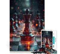 Puzzle pour Adultes 1000 pièces Pièce d'échecs Roi Noir Jeu de Construction Amusant et Stimulant,idéal pour Les Loisirs et Les activités artistiques d'anniversaire (38x52cm)