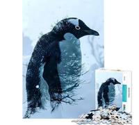 Puzzle pour Adultes 1000 pièces Pingouin Double Exposition Jeu de réflexion addictif Jouet pour cultiver la Patience Idée Cadeau Décoration Parfaite (Dimensions 38x26cm)