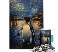 Puzzle pour Adultes 1000 pièces Pingouin Nuit étoilée Jeu éducatif et ludique Défi Difficile Cadeau d'anniversaire (Taille 38x26cm)
