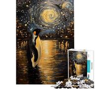 Puzzle pour Adultes 1000 pièces Pingouin Nuit étoilée Jeu éducatif et ludique Défi Difficile Cadeau d'anniversaire (Taille 75x50cm)