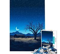 Puzzle pour Adultes 1000 pièces Pixel Art Paysage Nocturne avec Maison abandonnée Jeux éducatifs et Jouets Une œuvre d'art (Dimensions 38x52cm)