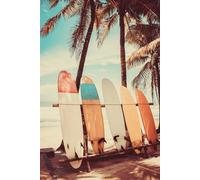 Puzzle pour adultes 1000 pièces Planche de surf Palmier Surf Voyage Plage Plage Paradis tropical Mer Vagues de sable Famille Amusant Difficile Vacances Cadeau