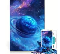 Puzzle pour Adultes 1000 pièces Planète Bleue dans l'espace,découpe Fine,Divertissement et résolution de problèmes,Jeu Confortable,décoration Murale de Noël (38x26cm)