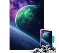 Puzzle pour Adultes 1000 pièces Planète Verte dans l'espace Jeu Stimulant Jouet éducatif décoration Parfaite Cadeau Amusant (Dimensions 38x26cm)